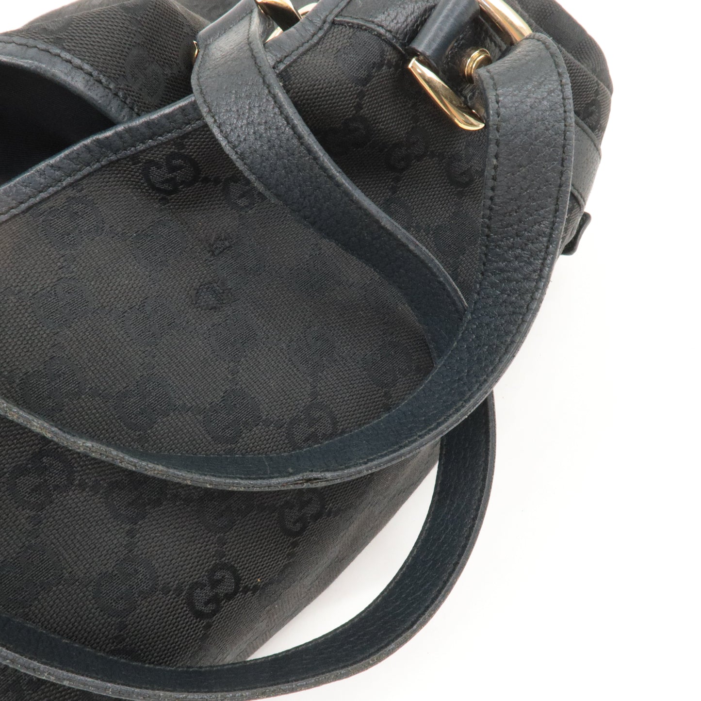 GUCCI Abbey GG Canvas Leather Tote Bag Shoulder Bag Black 130736