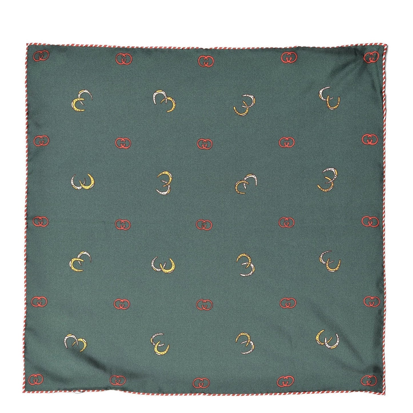 Gucci GG Horseshoe Print Pocket Square in Green