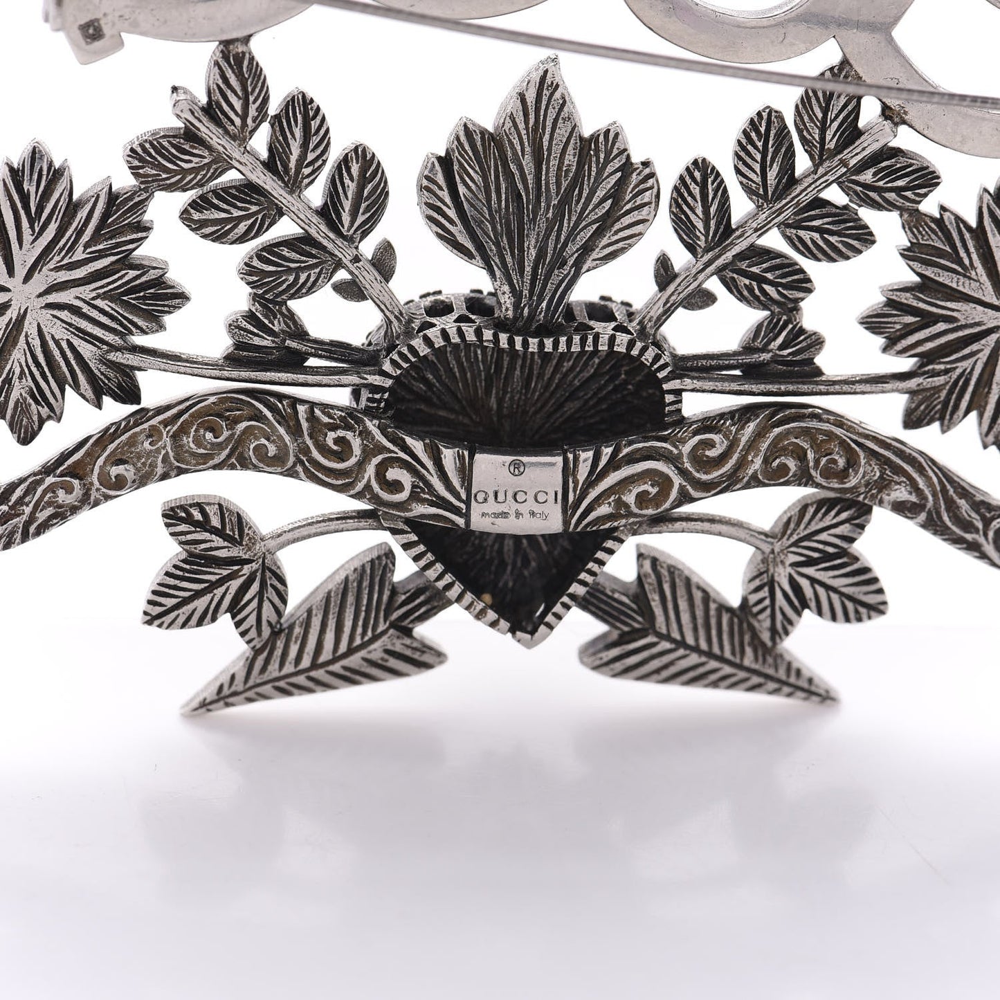 Gucci GUCCY Crystal Brooch in Silver