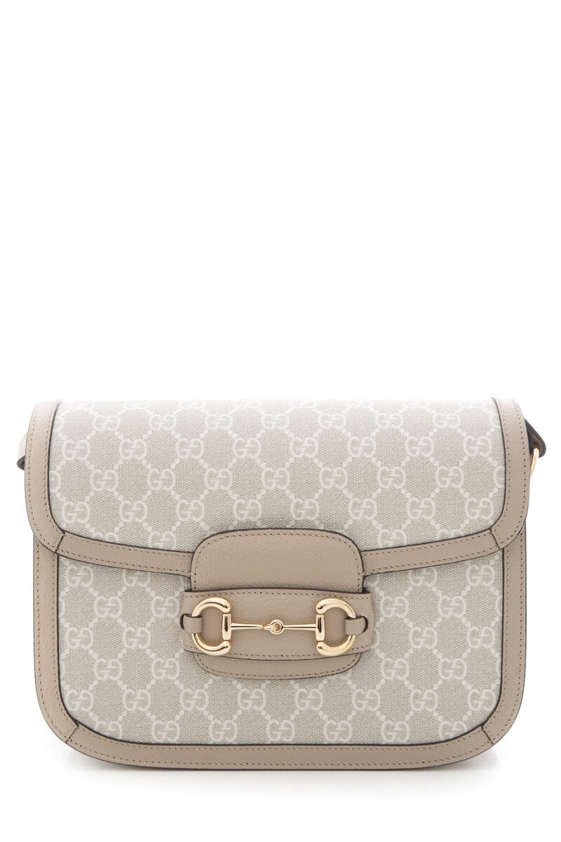 Gucci GG Supreme Monogram Horsebit 1955 Cream & Beige Handbag
