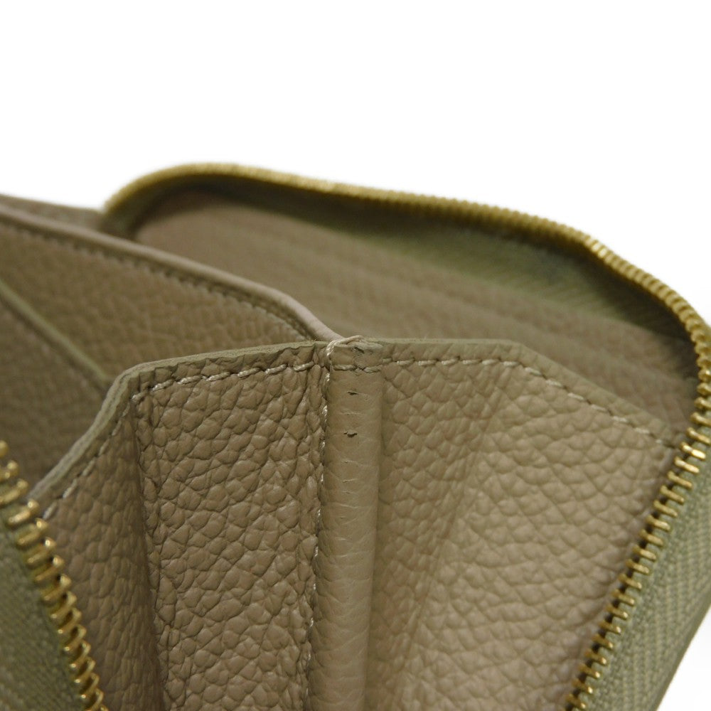 LOUIS VUITTON Coin case M82448 Implant leather (monogram embossed) khaki x claim Monogram Unplant Zip around purse Women Used