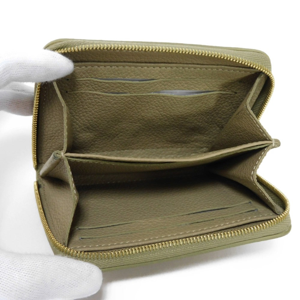LOUIS VUITTON Coin case M82448 Implant leather (monogram embossed) khaki x claim Monogram Unplant Zip around purse Women Used
