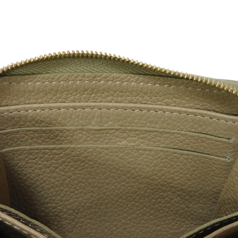 LOUIS VUITTON Coin case M82448 Implant leather (monogram embossed) khaki x claim Monogram Unplant Zip around purse Women Used