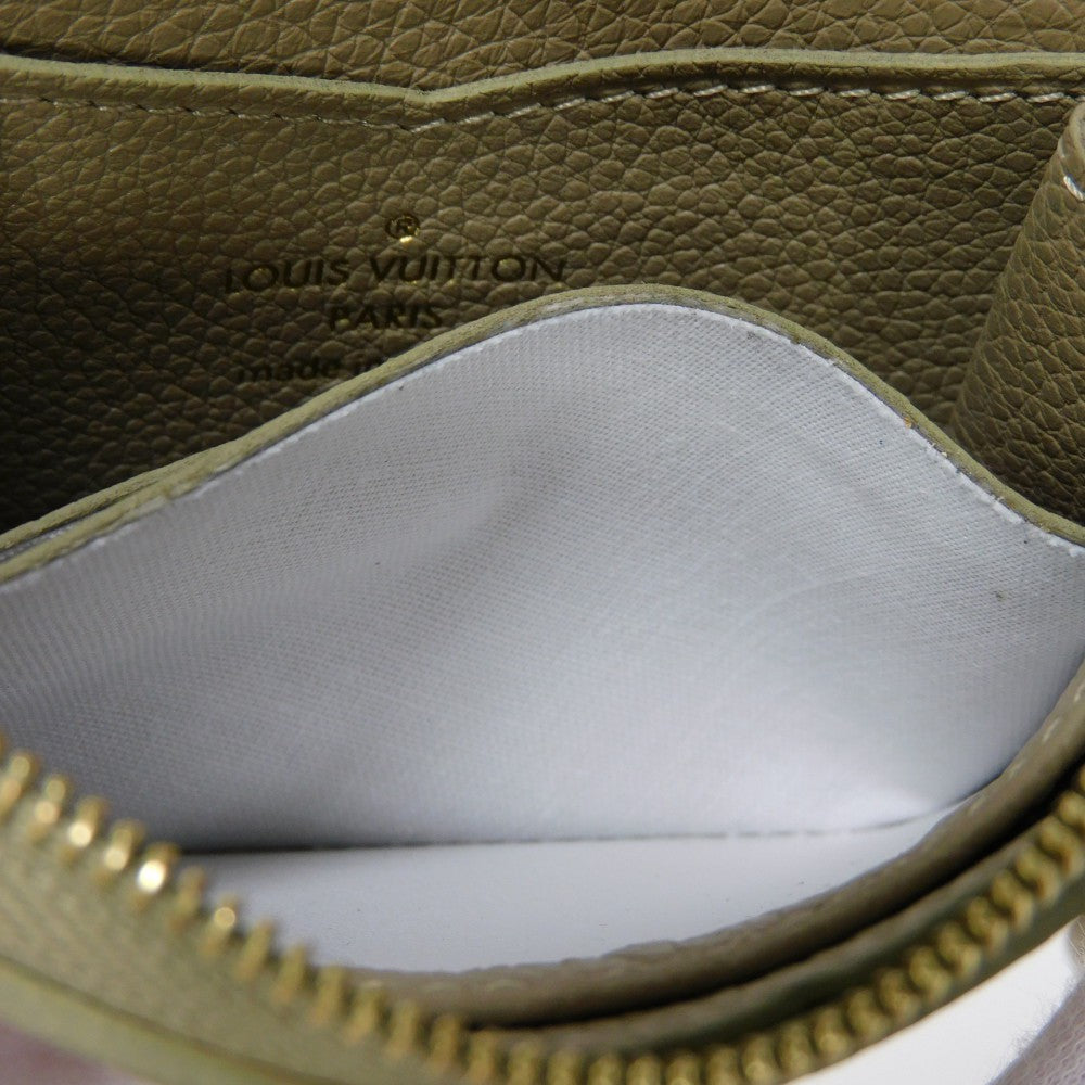 LOUIS VUITTON Coin case M82448 Implant leather (monogram embossed) khaki x claim Monogram Unplant Zip around purse Women Used