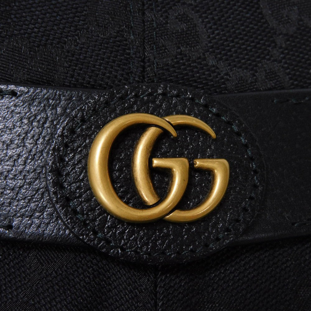 GUCCI hat 735219 4HG53 1060 GG canvas x textured leather (embossed) black GG Marmont Original GG Canvas Bucket Hat mens M Used