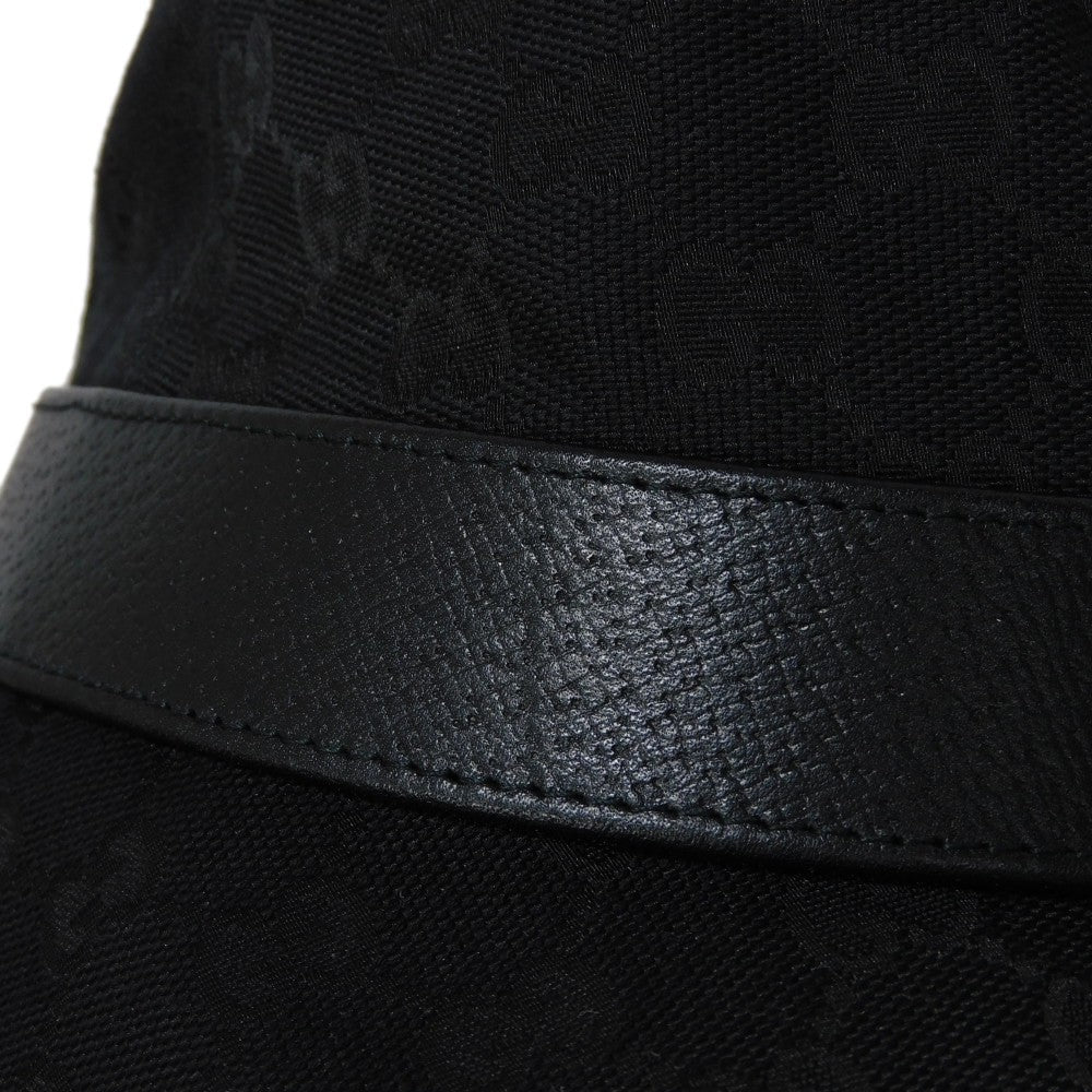 GUCCI hat 735219 4HG53 1060 GG canvas x textured leather (embossed) black GG Marmont Original GG Canvas Bucket Hat mens M Used