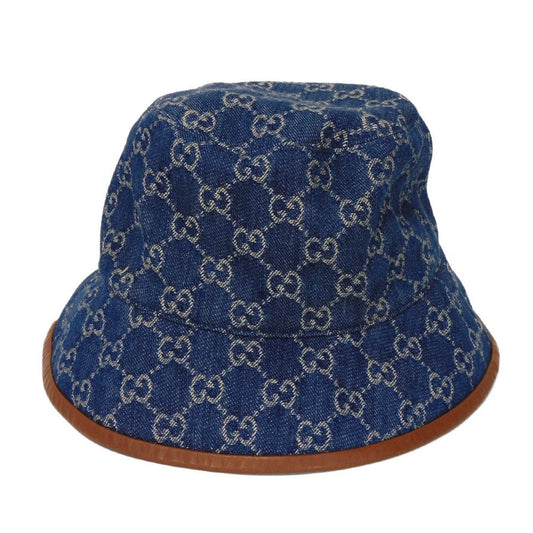 GUCCI hat 576371 4HAC3 4264 cotton blue GG canvas Denim Bucket Hat Women S Used
