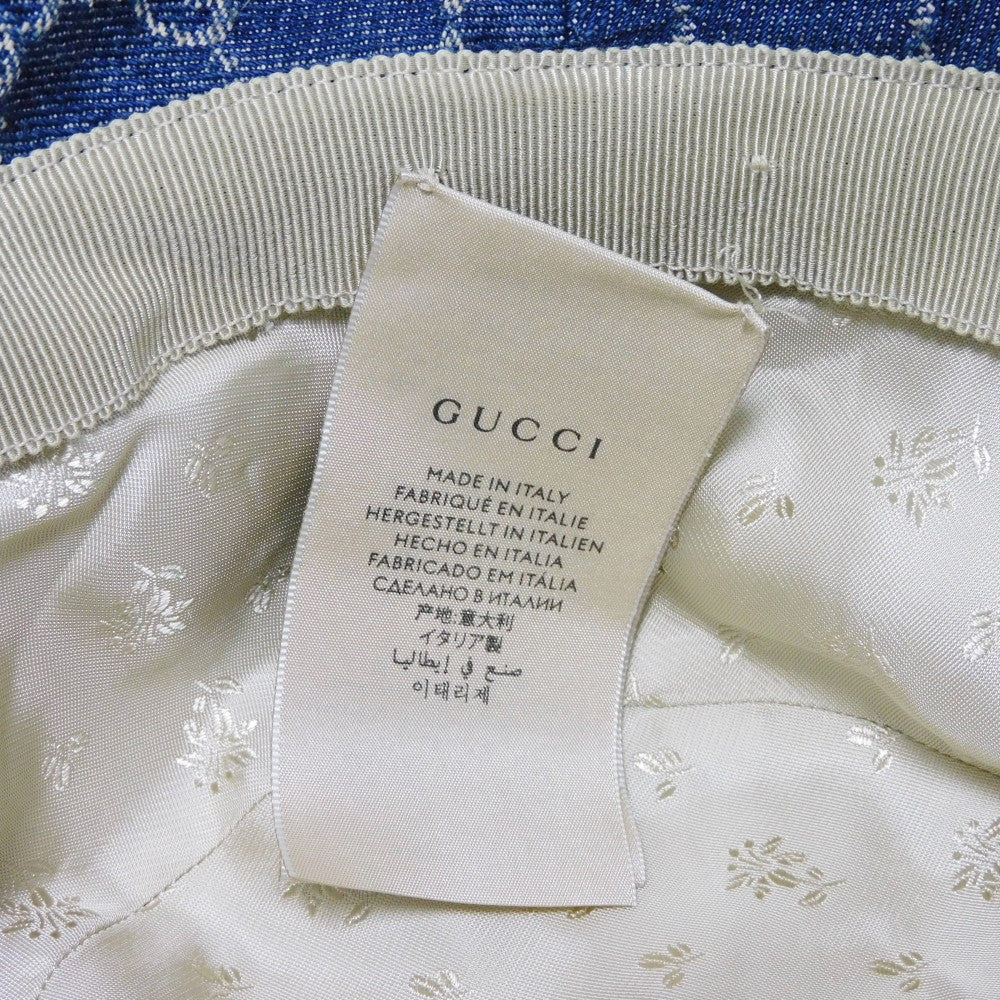 GUCCI hat 576371 4HAC3 4264 cotton blue GG canvas Denim Bucket Hat Women S Used
