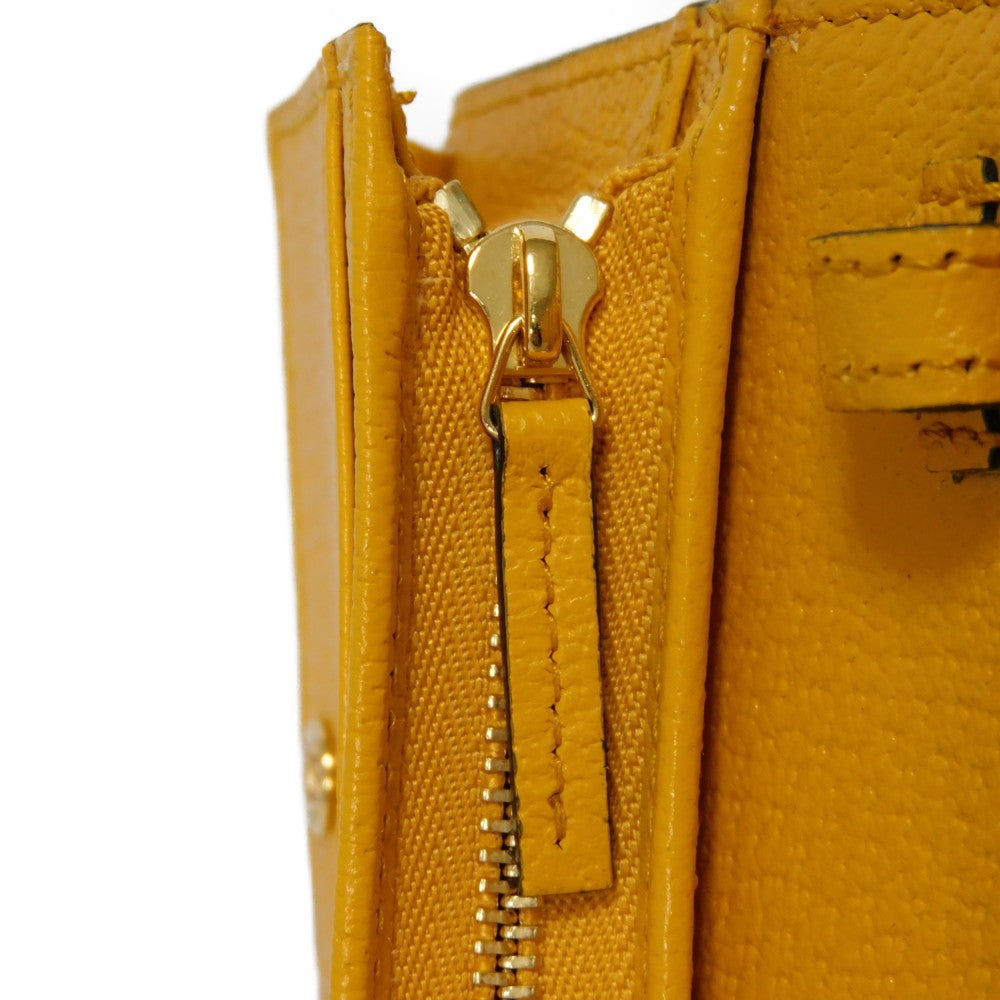 GUCCI Bifold Wallet 702248 DJ24G 7673 Textured leather yellow Adidas Horsebit Shoulder Compact Wallet Women(Unisex) Used