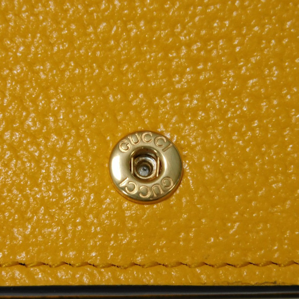 GUCCI Bifold Wallet 702248 DJ24G 7673 Textured leather yellow Adidas Horsebit Shoulder Compact Wallet Women(Unisex) Used