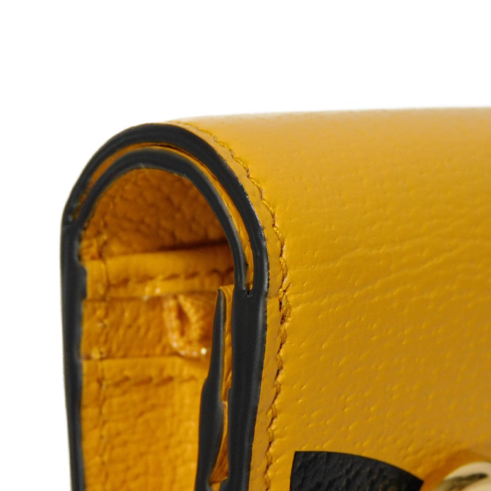 GUCCI Bifold Wallet 702248 DJ24G 7673 Textured leather yellow Adidas Horsebit Shoulder Compact Wallet Women(Unisex) Used