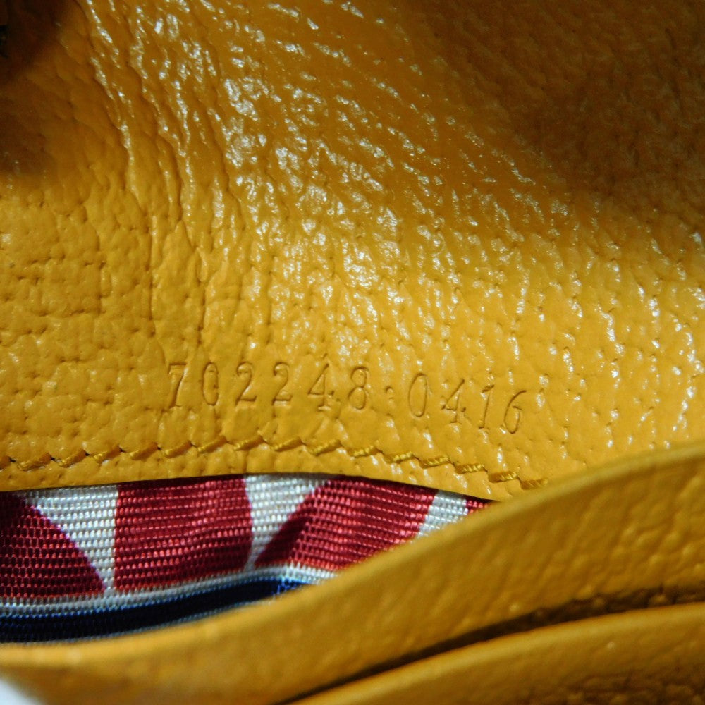 GUCCI Bifold Wallet 702248 DJ24G 7673 Textured leather yellow Adidas Horsebit Shoulder Compact Wallet Women(Unisex) Used