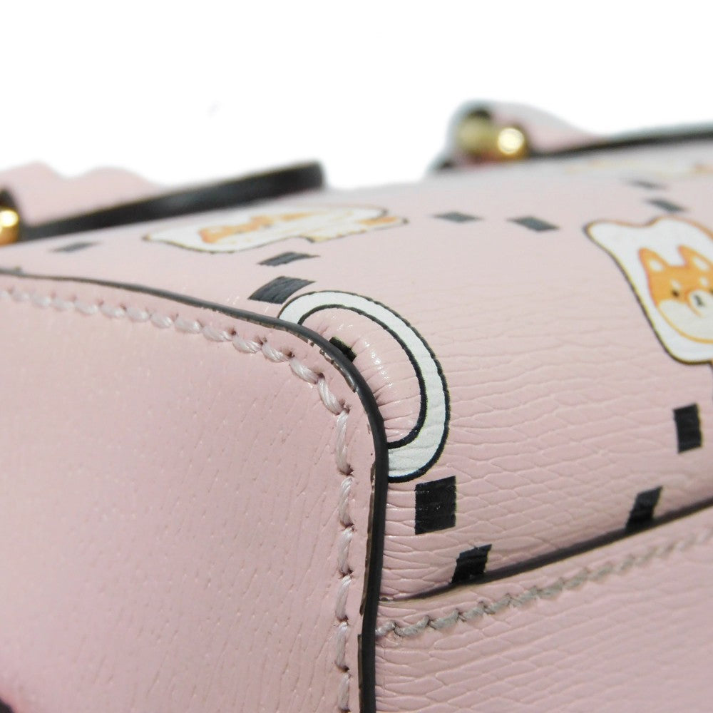 GUCCI Handbag 724606 AABUY 8442 Calf leather Light pink GG Offdia Animal Print Mini Bag Women Used