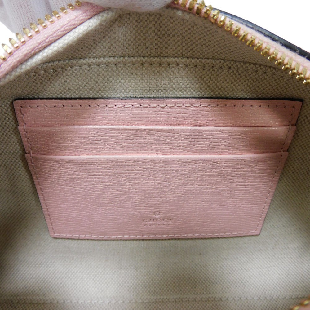 GUCCI Handbag 724606 AABUY 8442 Calf leather Light pink GG Offdia Animal Print Mini Bag Women Used