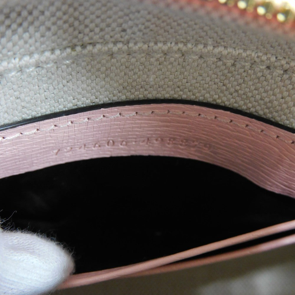 GUCCI Handbag 724606 AABUY 8442 Calf leather Light pink GG Offdia Animal Print Mini Bag Women Used