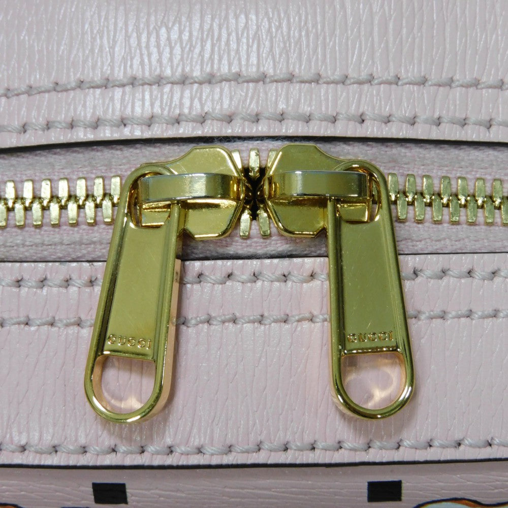 GUCCI Handbag 724606 AABUY 8442 Calf leather Light pink GG Offdia Animal Print Mini Bag Women Used