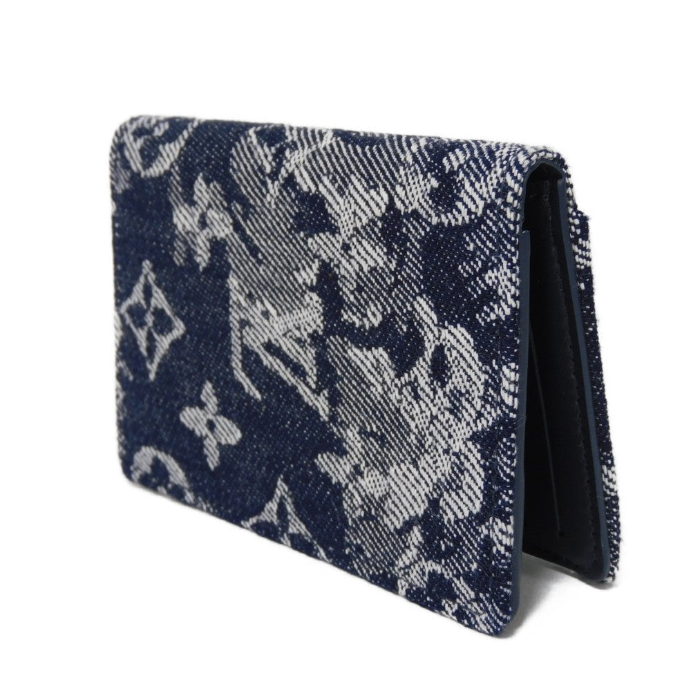 LOUIS VUITTON Card Case M80025 Monogram Tapestry Canvas x Cowhide Leather Navy Monogram tapestry Organizer De Poch mens Used