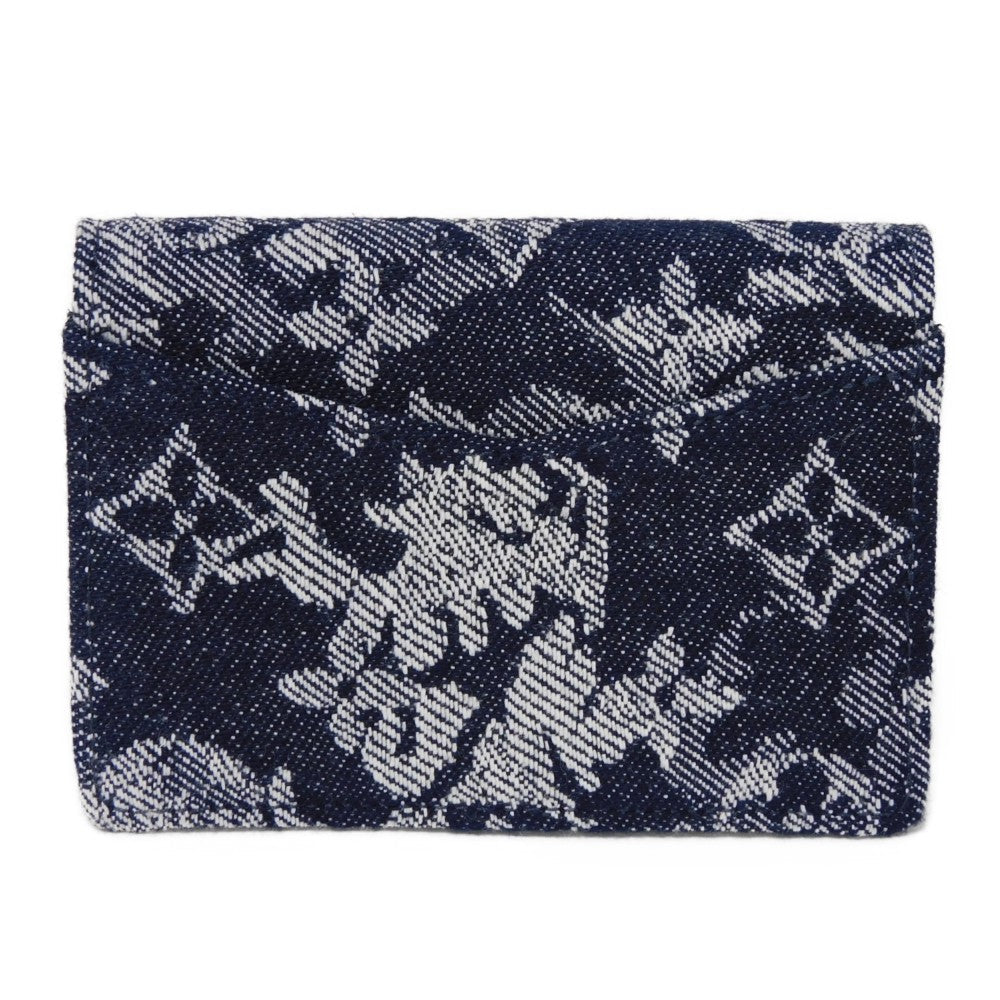 LOUIS VUITTON Card Case M80025 Monogram Tapestry Canvas x Cowhide Leather Navy Monogram tapestry Organizer De Poch mens Used