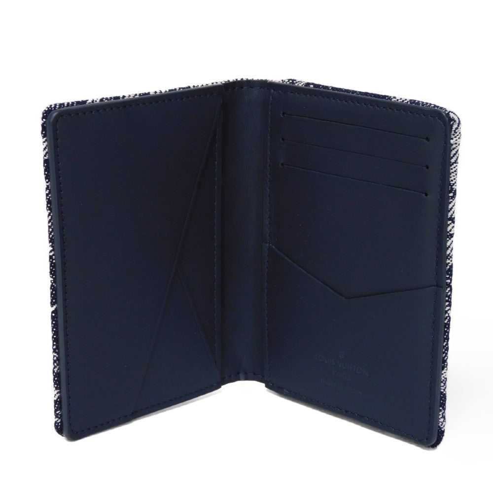 LOUIS VUITTON Card Case M80025 Monogram Tapestry Canvas x Cowhide Leather Navy Monogram tapestry Organizer De Poch mens Used