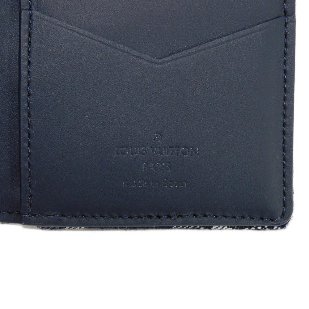 LOUIS VUITTON Card Case M80025 Monogram Tapestry Canvas x Cowhide Leather Navy Monogram tapestry Organizer De Poch mens Used