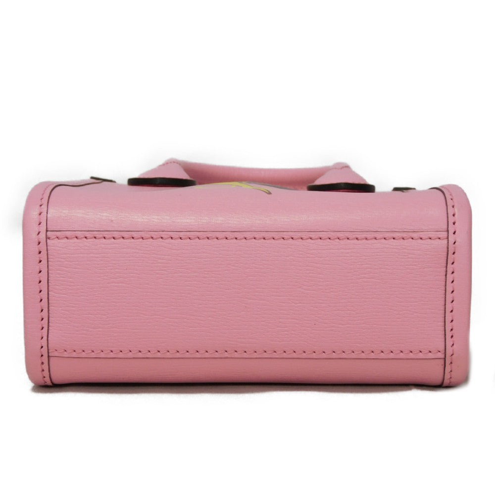 GUCCI Handbag 671623 Textured leather Light pink logo Bananya Mini Tote Women Used