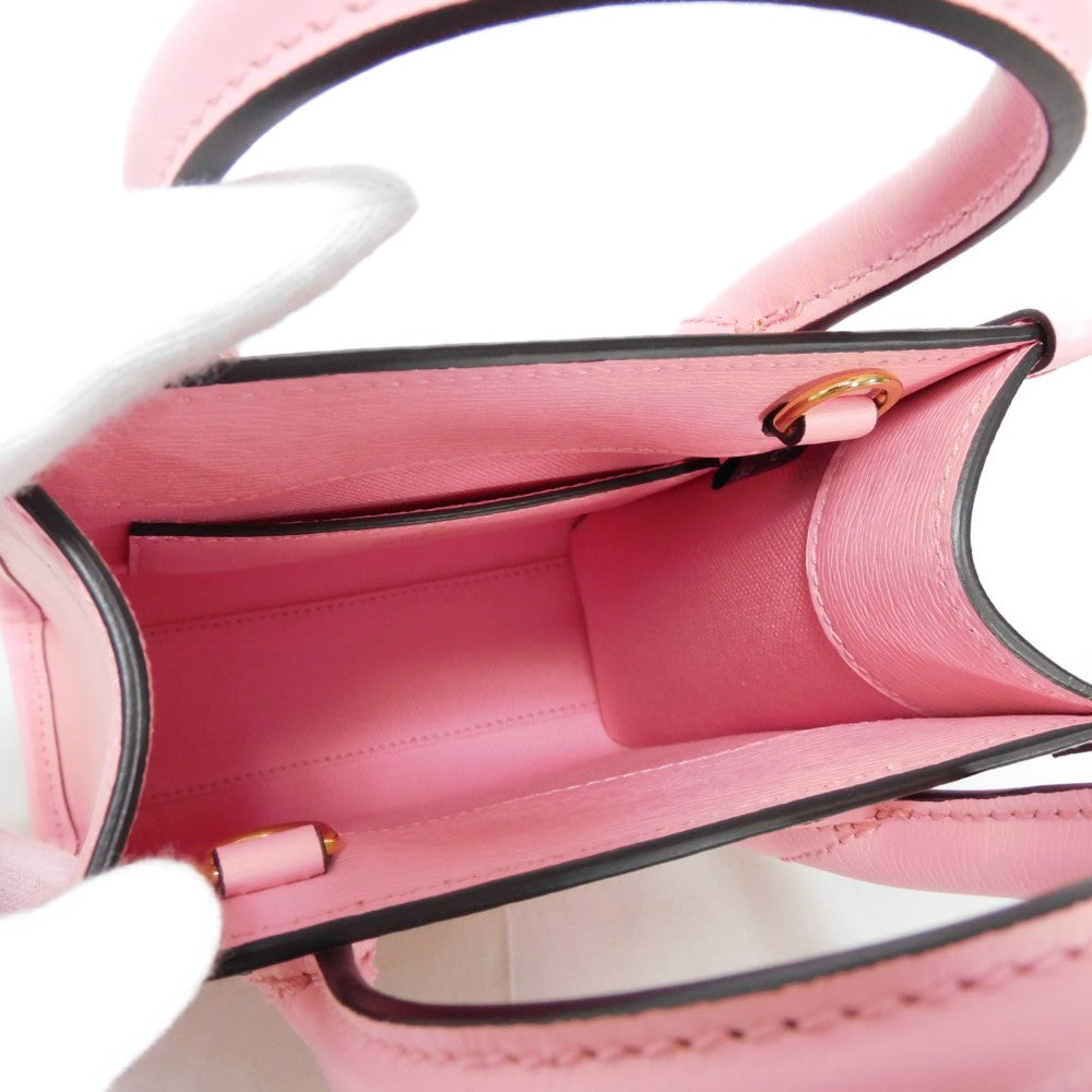 GUCCI Handbag 671623 Textured leather Light pink logo Bananya Mini Tote Women Used