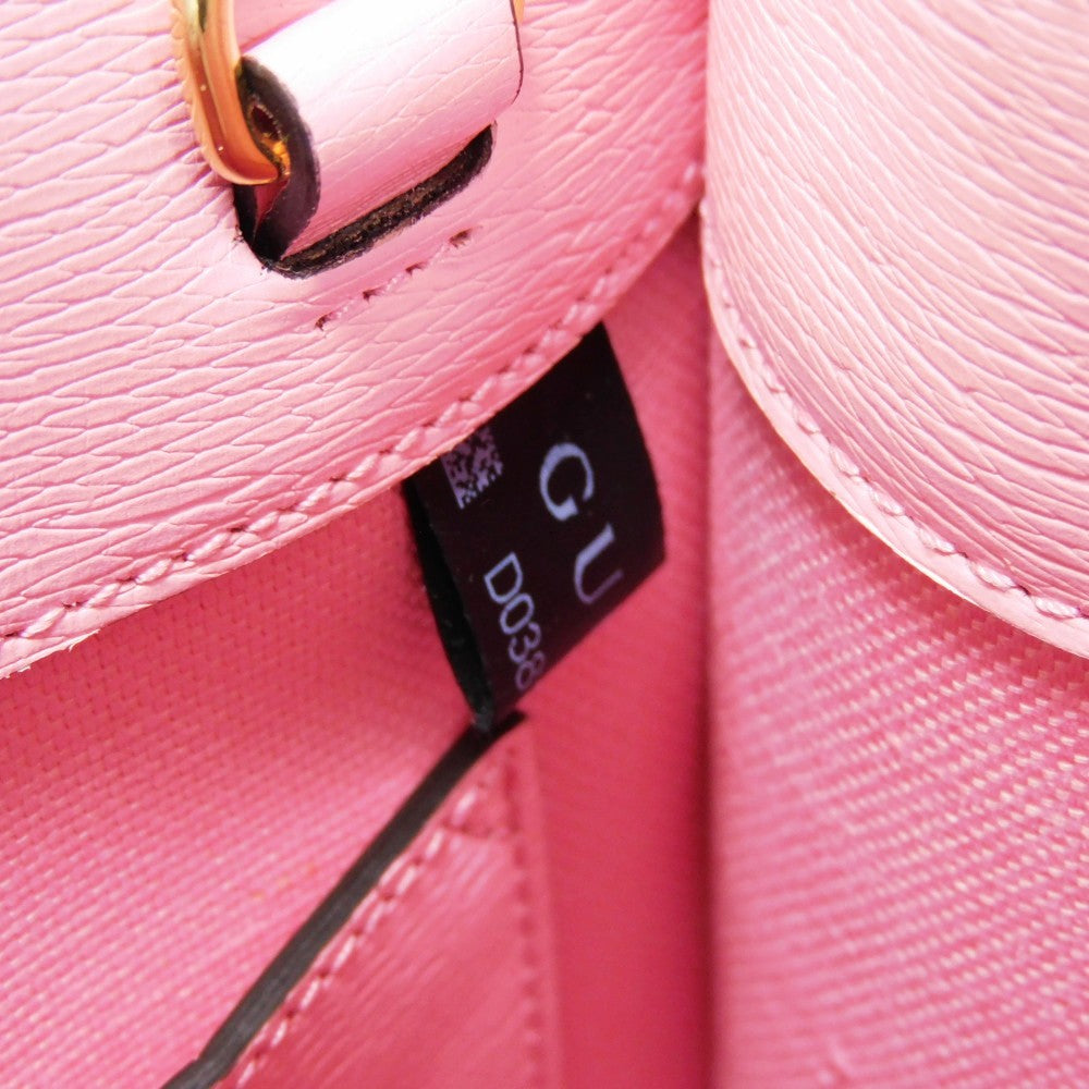 GUCCI Handbag 671623 Textured leather Light pink logo Bananya Mini Tote Women Used