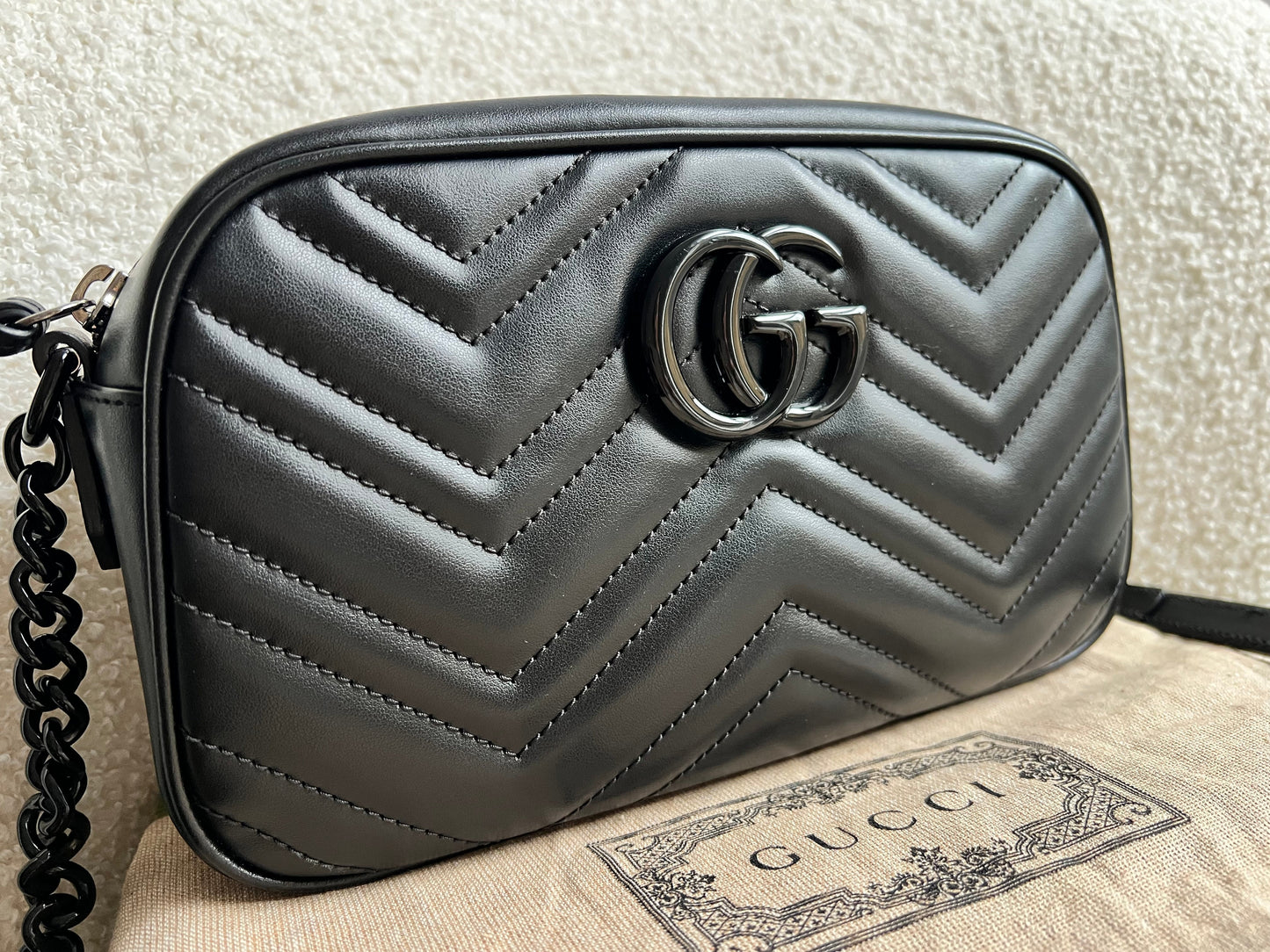 Gucci GG Black on Black Marmont Small Shoulder Bag (RRP £1340)