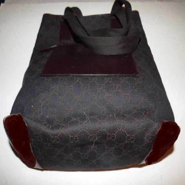 Gucci Webby Vintage Brown Leather And Gg Leather Tote
