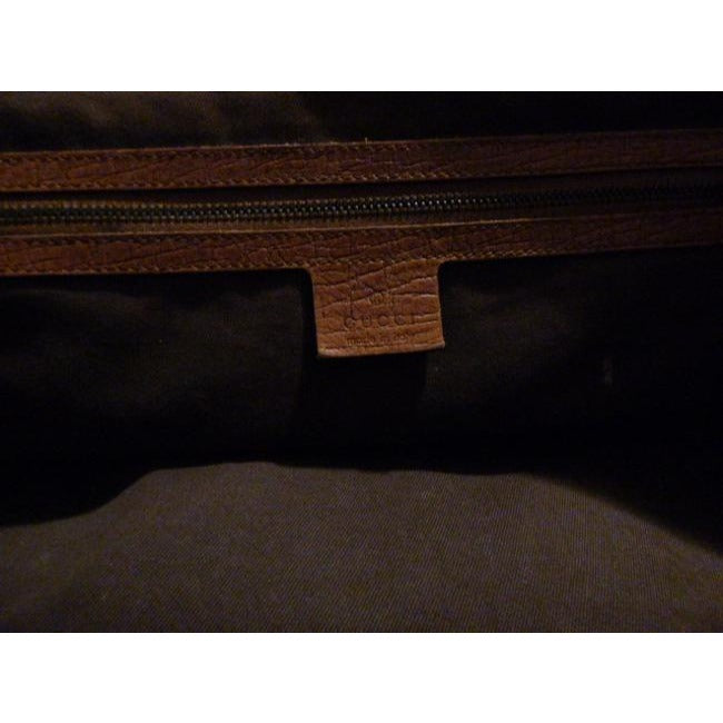 Gucci Guccissima Print Canvasleather Bamboo Bullet Tan Leather Satchel