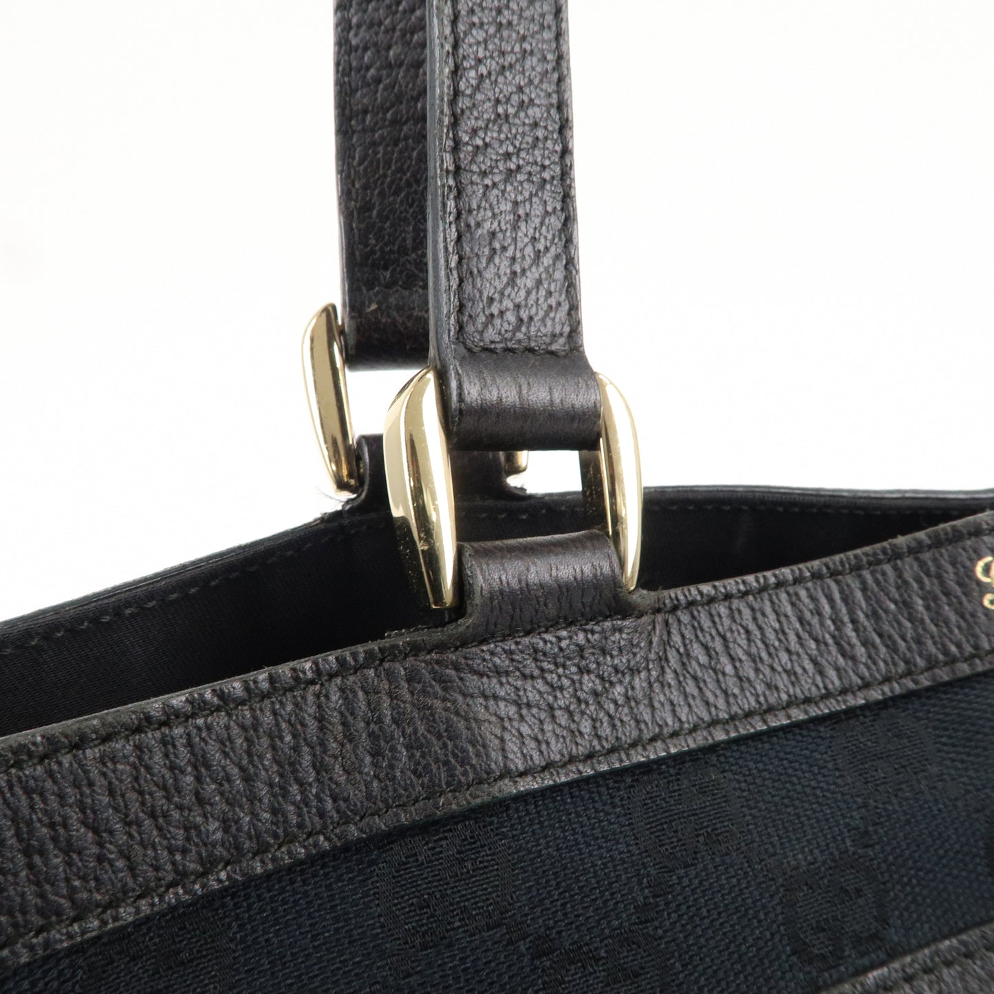 GUCCI Abbey GG Canvas Leather Tote Bag Hand Bag Black 146247