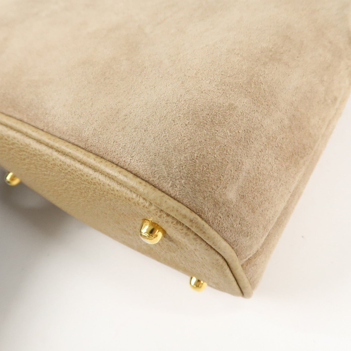 GUCCI Bamboo Suede Leather 2WAY Bag 000.2214.0290 Beige