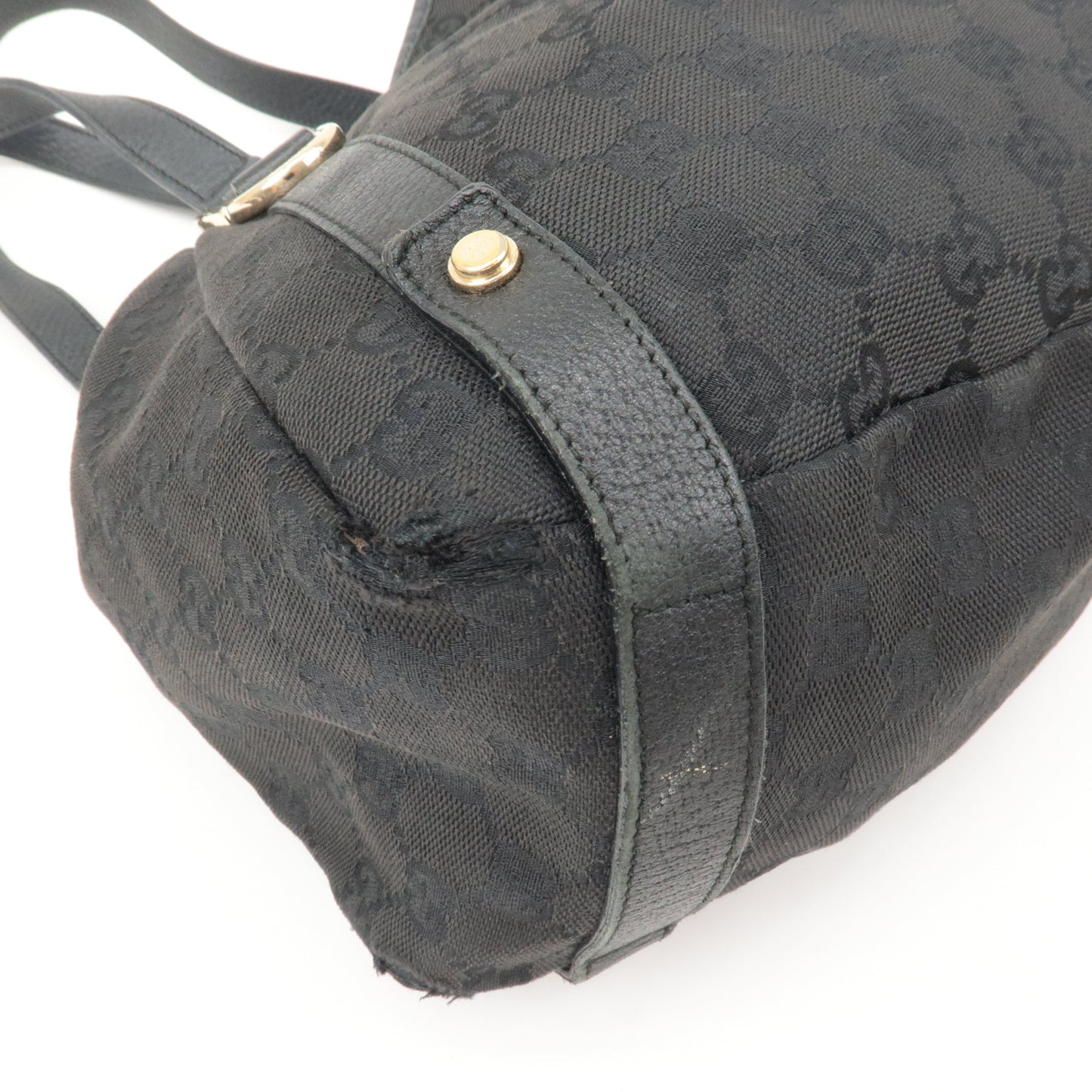 GUCCI Abbey GG Canvas Leather Tote Bag Shoulder Bag Black 130736