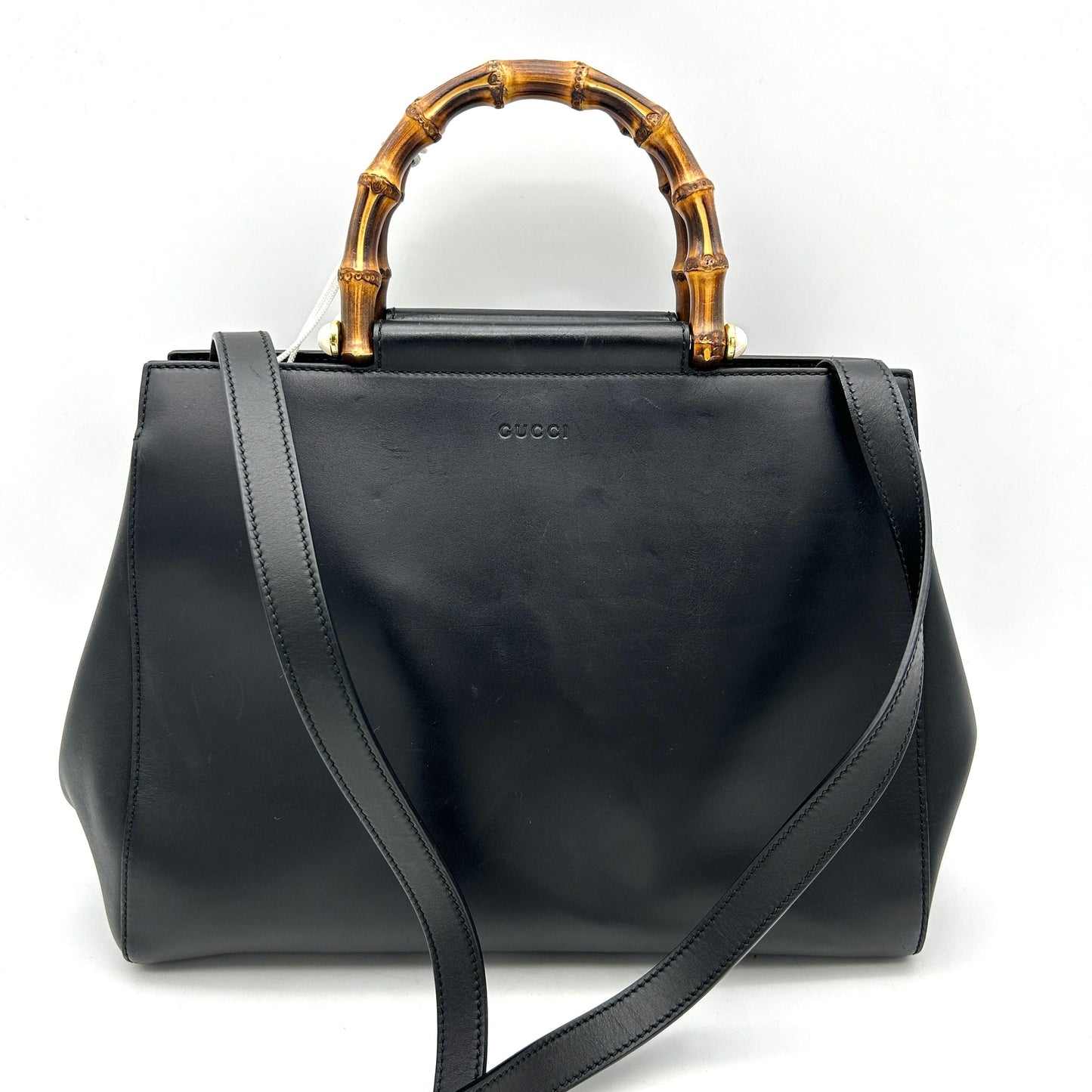 Gucci Black Leather Nymphaea Bamboo Tote Gucci LA14305