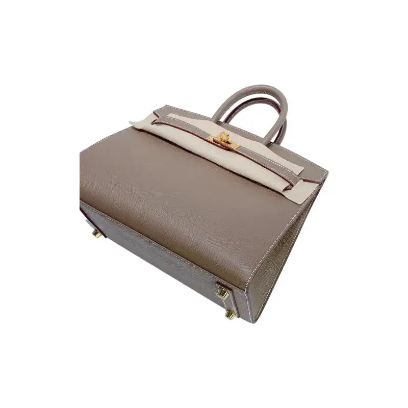 HERMES Birkin Bag Etoupe Elephant Gray epson Leather Handbag (25,28)  gold hardware