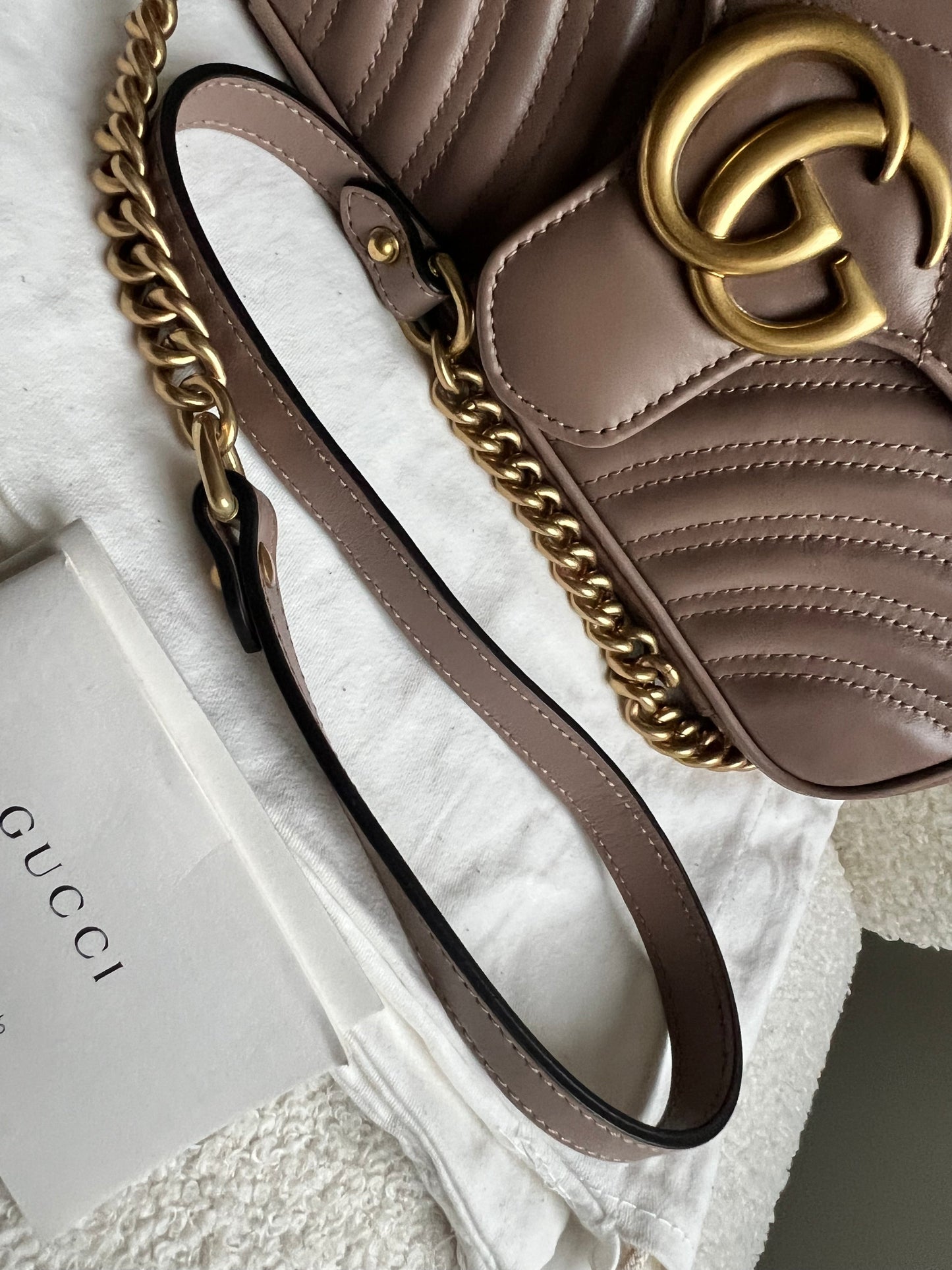 Gucci GG Dusty Pink Marmont Small Shoulder Bag (RRP £2070)