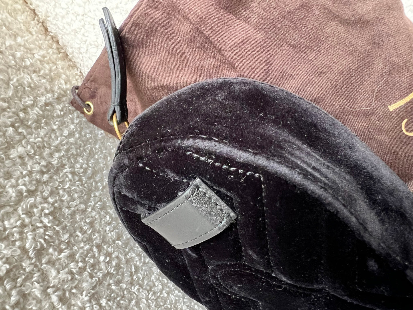 Gucci GG Black Velvet Marmont Belt Bag