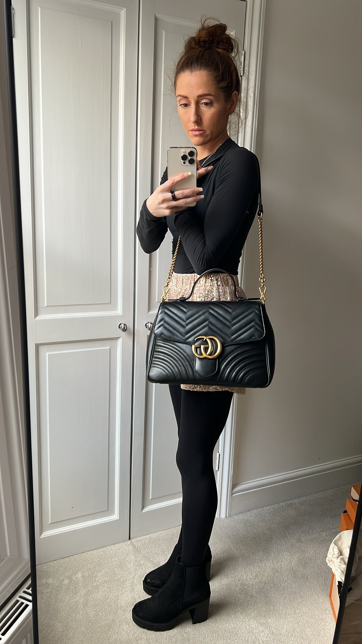 Gucci GG Black Marmont Medium Top Handle Bag (RRP £2290)