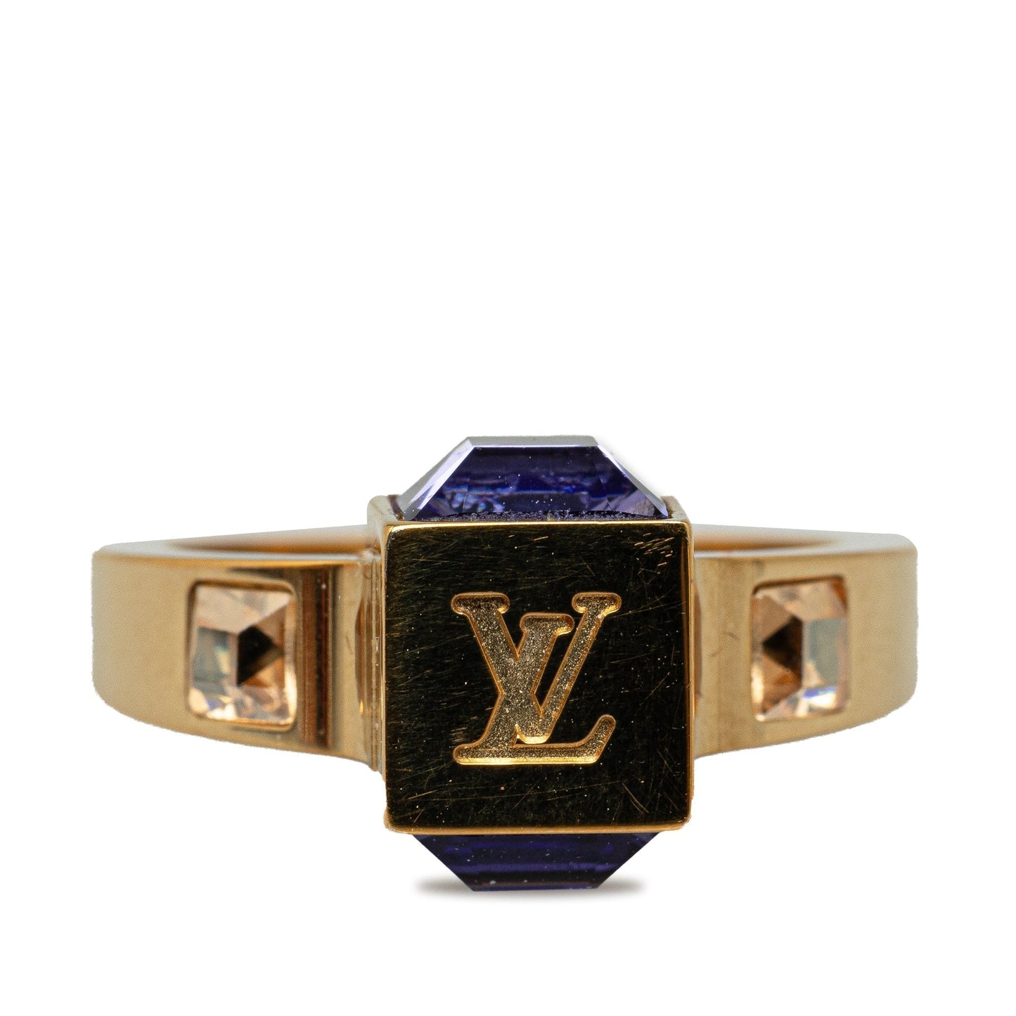 Gold Louis Vuitton Crystal Gamble Cocktail Ring