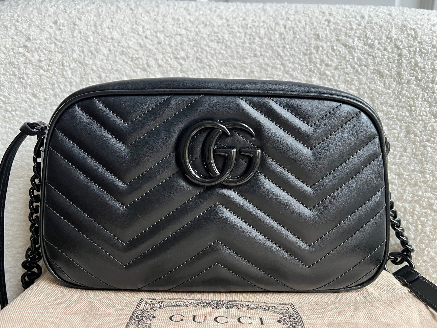 Gucci GG Black on Black Marmont Small Shoulder Bag (RRP £1340)