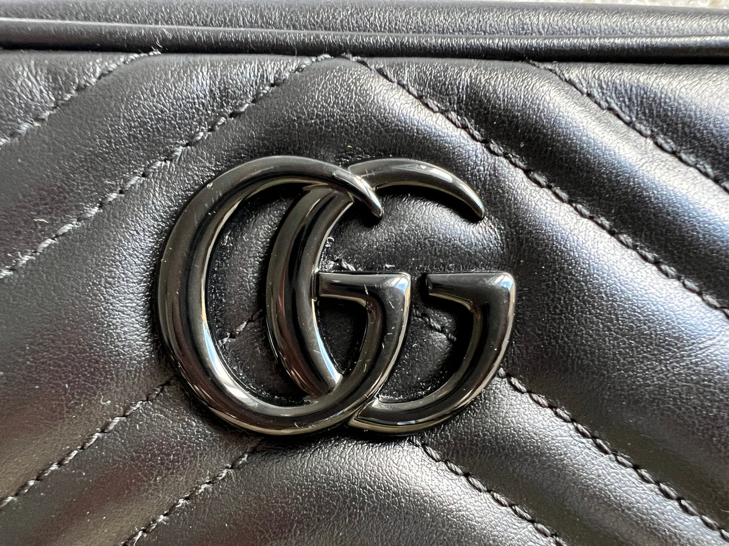 Gucci GG Black on Black Marmont Mini Shoulder Bag (RRP £1,160)