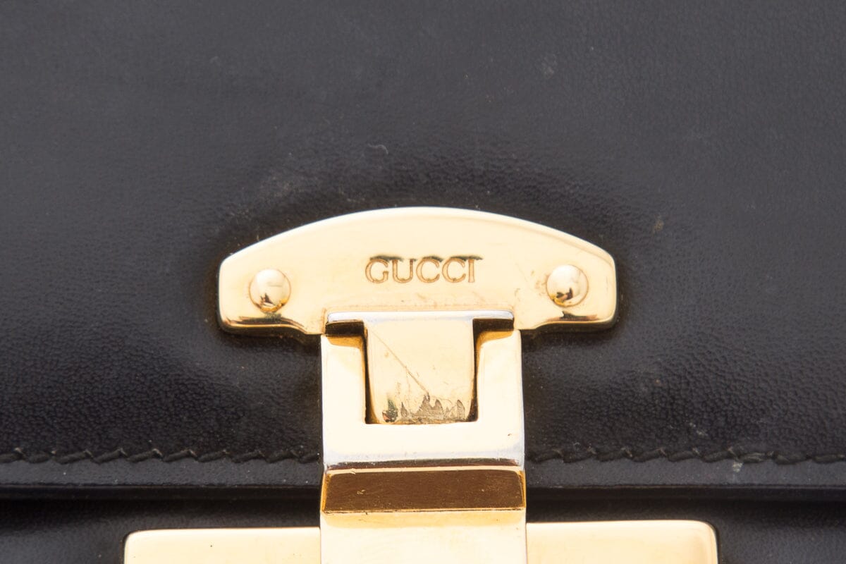 Gucci Midnight Lady Lock Leather Handbag