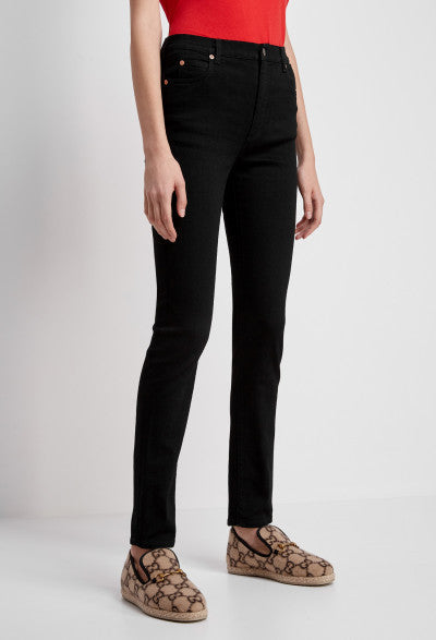 Gucci Skinny Jeans with Logo Patch in Black