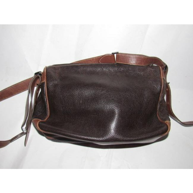 Gucci Vintage Dark Brown Textured And Caramel Smooth Leather Satchel