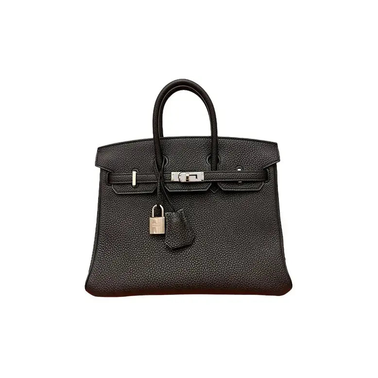 HERMES Birkin 25 Bag black togo Leather Handbag (25,28)  silver hardware