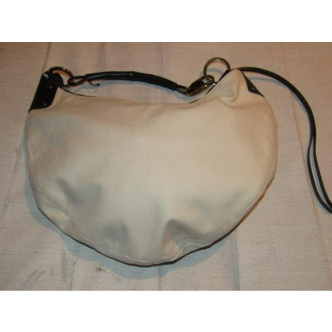 Gucci Vintage White And Gg Leather Hobo Bag