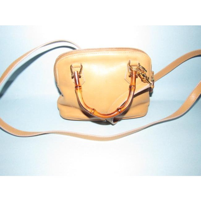Gucci Camel Leather Two-Way Bamboo Satchel