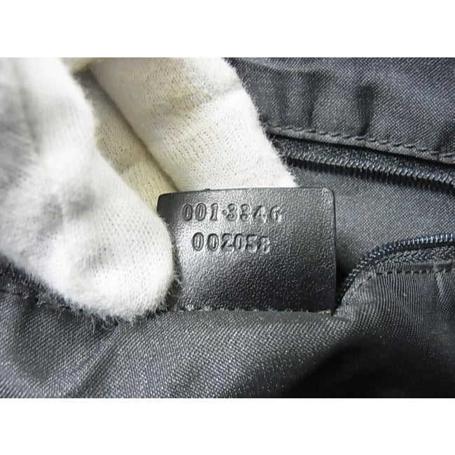 Gucci Jackie New O Logo Black Charcoal Gray Leather Canvas Hobo Bag