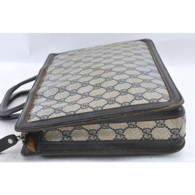Gucci Supreme Portfolio Clutch Guccissima Print Cted Canvasleather Structured Two Way Satchelclutch