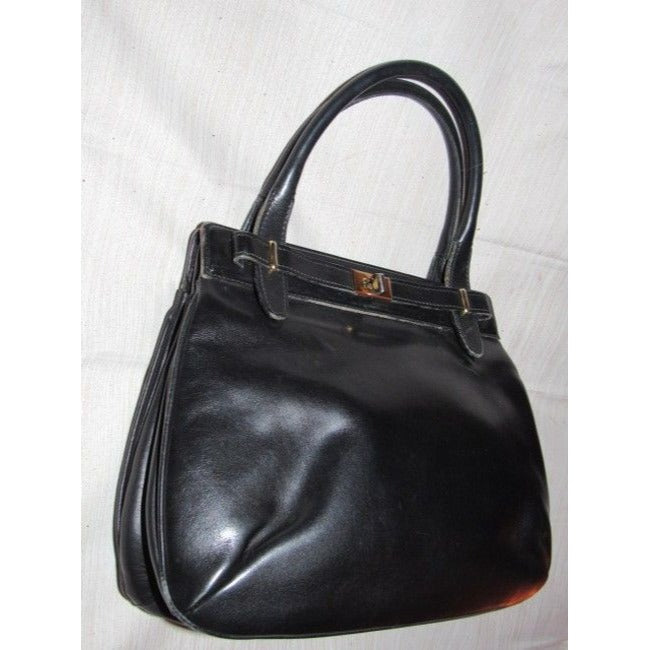 Gucci Padlock Top Handle Bag W Hinged Topcompartments Black Leather Satchel